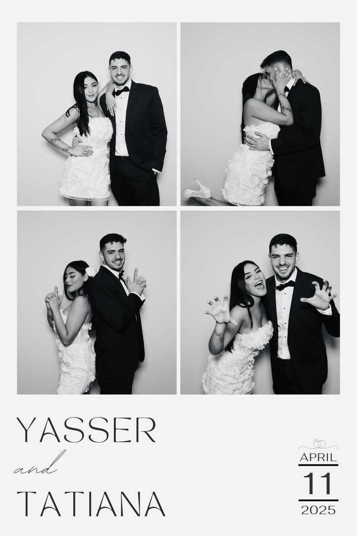 Quatre portraits Glam en noir et blanc d’un couple