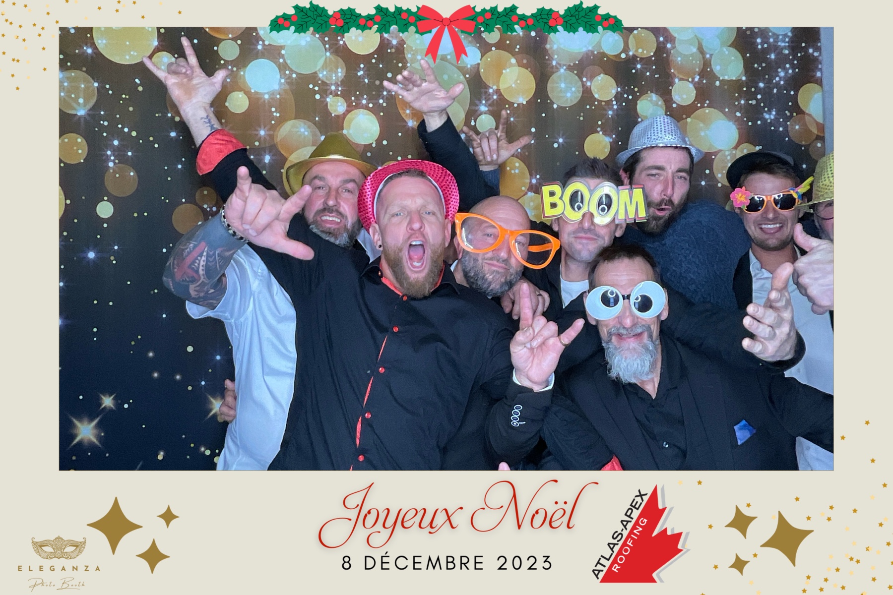 Overlay de party de Noël personnalisé pour Atlas-Apex Roofing