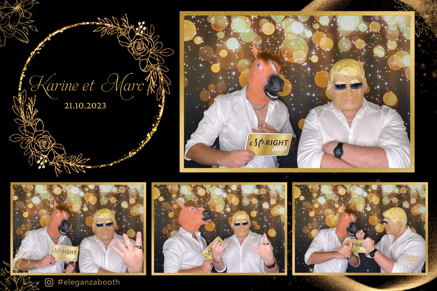 Overlay de mariage noir et or personnalisé pour Karine et Marc