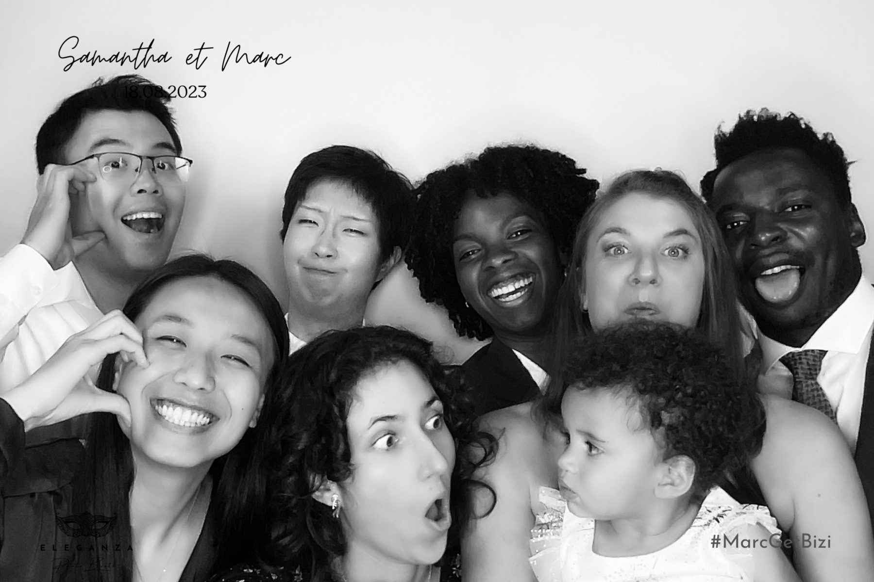 Portrait Glam noir et blanc avec personnalisation de mariage