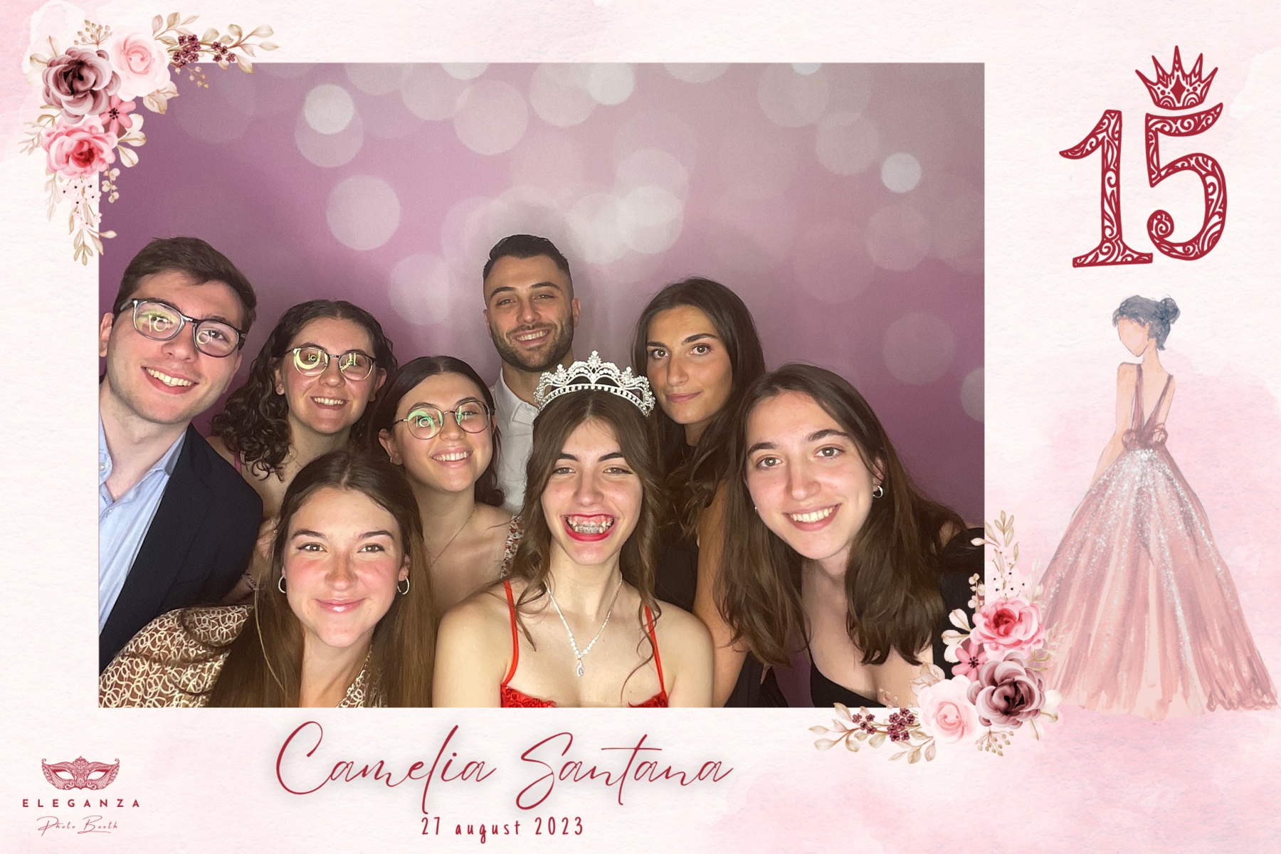 Overlay rose de quinceañera personnalisé pour Camelia Santana